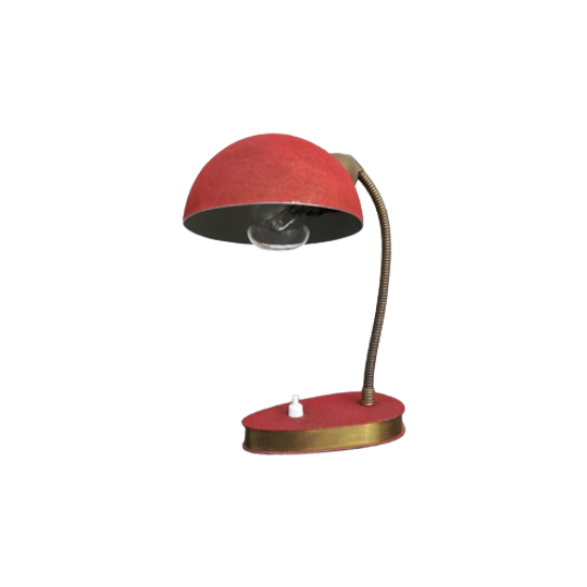 Jaren '50 Bureaulamp Rood / Messing 1