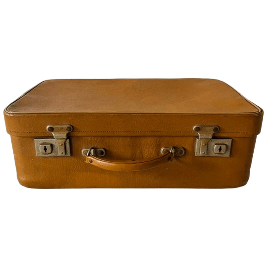 Vintage Bruine Nubuck Leren Koffertje Leder Brocante 1