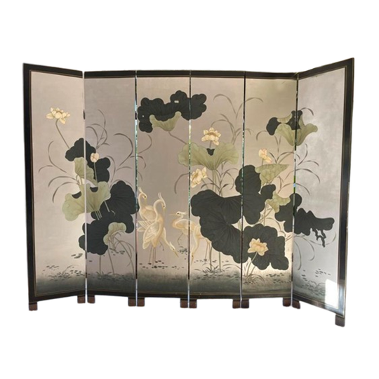 Vintage Japans Handbeschilderd Kamerscherm / Roomdivider 1
