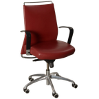 Franch Dorso Bureaustoel, Rood Leder, Vaste Armsteunen thumbnail 1