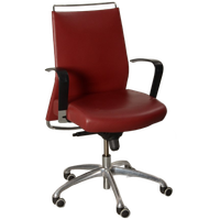 Franch Dorso Bureaustoel, Rood Leder, Vaste Armsteunen