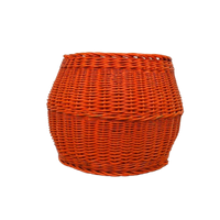 Xxl Oranje Rotan Mand. Vintage Ronde Rieten Opbergmand Etc.