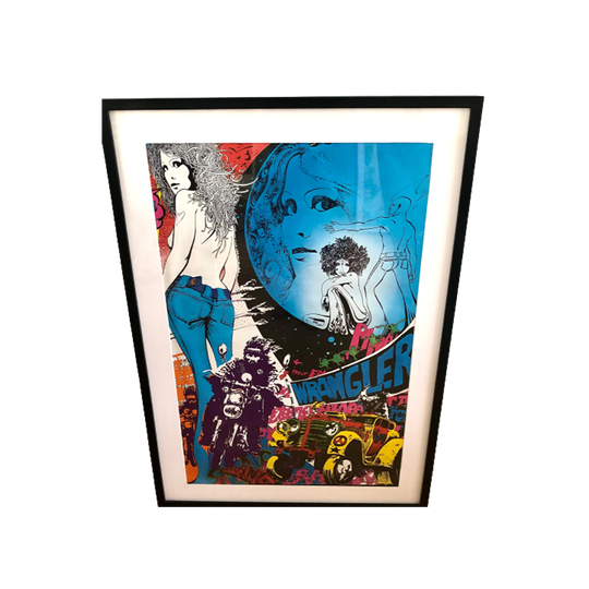 Vintage Poster Wrangler Jeans, Vintage Reclameposter 1