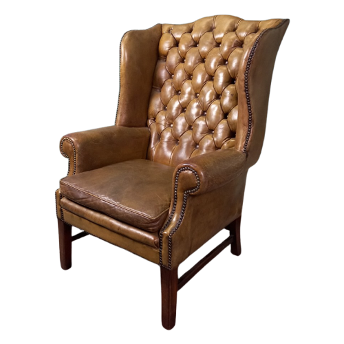 Schitterende Olijfgroene Chesterfield Wingback Fauteuil