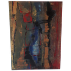*retro Schilderij Abstract Olieverf Op Doek 70's Stijl thumbnail 1