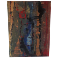 *retro Schilderij Abstract Olieverf Op Doek 70's Stijl