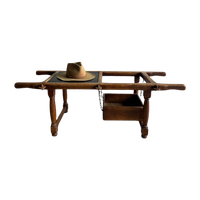 Brutlistic Oak Stone Coffeetable With Ironchains