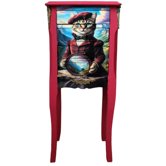 Rood Hoog Nachtkastje “picasso Kat” 1