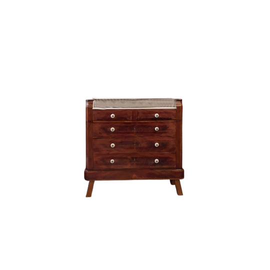Franse Vintage Commode Met Wit Marmeren Blad 1