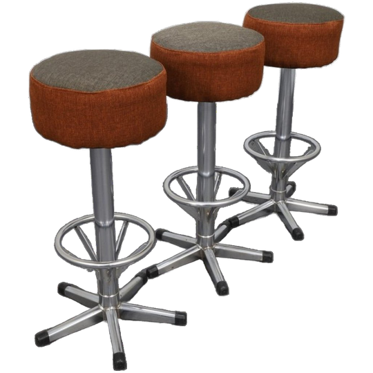 3x Bar Stool In Chrome, 1970s 1