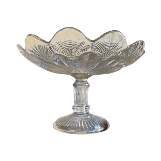 Vintage Glazen Schaal Op Voet Tazza Koekjesschaal Frans 1