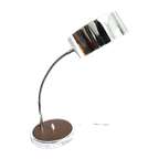 Vintage Prachtig Tafellampje Met Rvs En Fineer, Jaren '60/'70 thumbnail 1