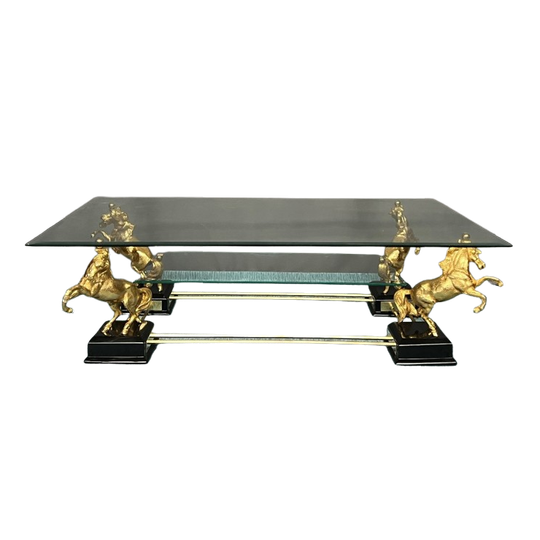 Maison Charles. Salontafel Met Vier Vergulde Bronzen Paarden. 1