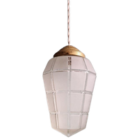 Art Deco Hanglamp In Gefacetteerd Gesatineerd Glas, 1920-30