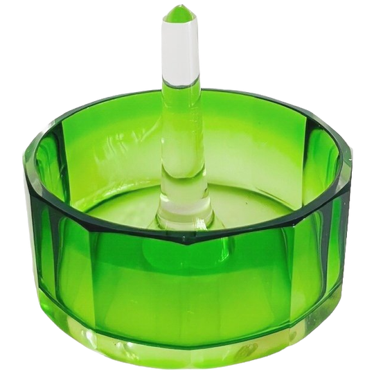 Antieke Art Deco Ringhouder Groen Facet Geslepen Kristal Baccarat 1930’s 1