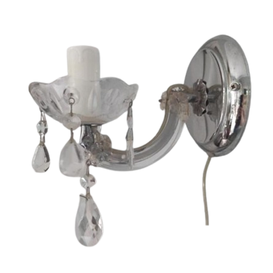 Vintage Brocante Wandlampje Met Glazen Pegels 1