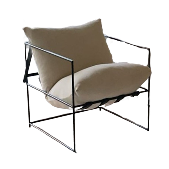 Fauteuil - Linnen Kussen - Zwart Metaal 1