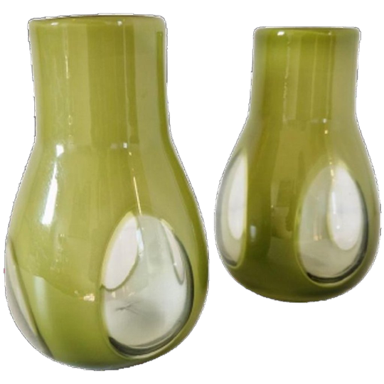 90's 2 Vintage Glazen Vazen Groene Vaas Glazen Vaas 1
