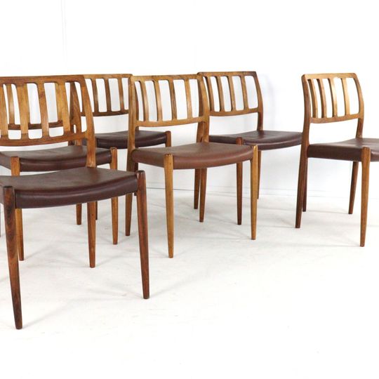 Set 6 Niels O Møller Stoelen Vintage Palissander Model 83 1