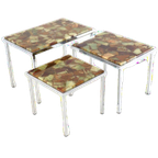 Hollywood Regency Set Van 3 Nesting Tables Vintage Epoxy thumbnail 1