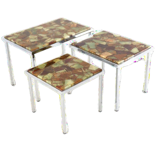 Hollywood Regency Set Van 3 Nesting Tables Vintage Epoxy 1
