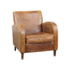 Comfortabele Cognac-Kleurige Rundleren Armchair Met Een Strak Design thumbnail 1