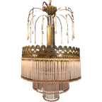 Italiaanse Opaliserende Hollywood Vintage Regency Hanglamp Met Opaal Roze Kralen thumbnail 1