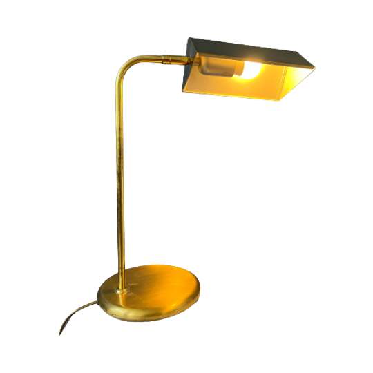 Mid Century Messing Bureaulamp - Tafellamp In Bauhaus-stijl - Gouden Lamp 1