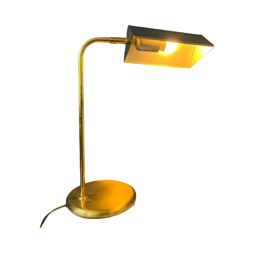 Mid Century Messing Bureaulamp - Tafellamp In Bauhaus-Stijl - Gouden Lamp