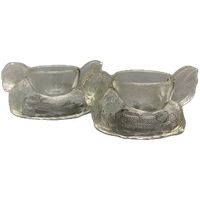 Set Vintage Persglas Eierdopjes Kip 2 Stuks