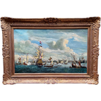 Jan Van Genechten “Gezicht Op De Oude Amsterdamse Haven”. thumbnail 1