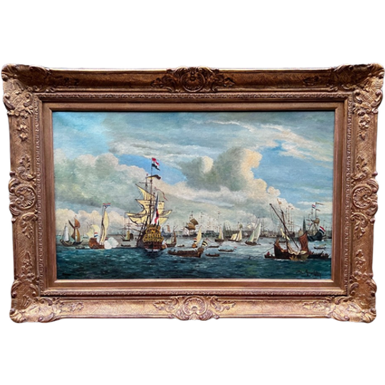 Jan Van Genechten “gezicht Op De Oude Amsterdamse Haven”. 1
