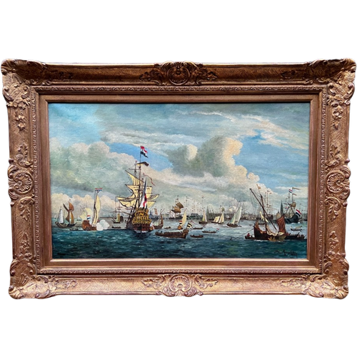 Jan Van Genechten “Gezicht Op De Oude Amsterdamse Haven”.