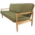 Green Fabric And Wood 3 Seat Sofa 1960s thumbnail 1