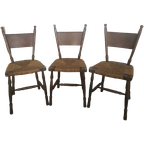 Brutalist Eetkamerstoelen Jaren 40-50 Met Rieten Zitting thumbnail 1