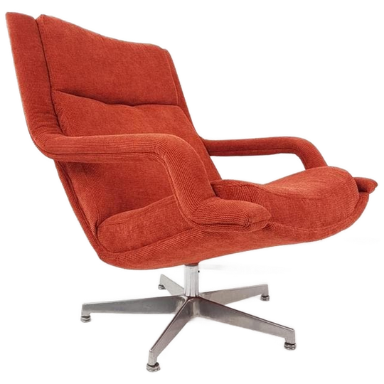 Vintage Artifort Fauteuil | Draaifauteuil F140 Roodbruin 1