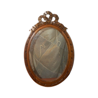 Vintage French Oval Mirror * Carved Wood Ribbon Bow * Antique * Louis Xvi