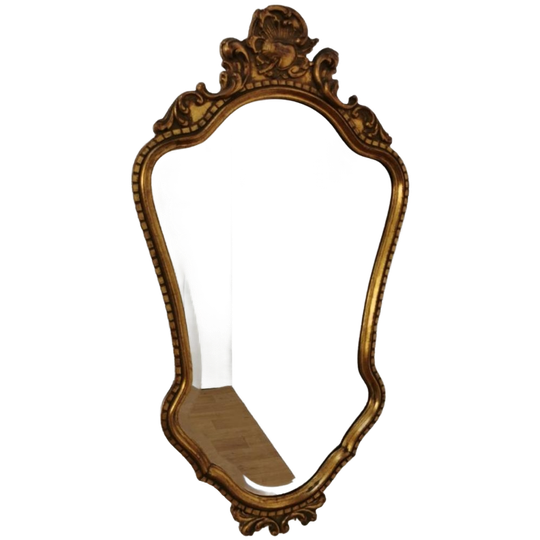 Vintage Goudkleurige Barok Rococo Spiegel Kuifspiegel Schouwspiegel 119 1