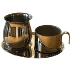 Vintage Stainless Steel Coffee Cup With Milk Jug thumbnail 1