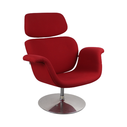 Refurbished Artifort Pierre Paulin Tulip F545 Designstoel - Rood - Draaifauteuil Tulpvoet