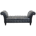 Groot, Sierlijk Zwart Chesterfield Daybed Gemaakt Van Rundleer thumbnail 1