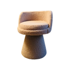 Ronde Fauteuil In Crème Teddy thumbnail 1