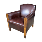 Set Van 2 Art Deco Leren Fauteuils – Origineel 1930 thumbnail 1