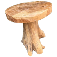 Bijzettafeltje Krukje Design Teak Mushroom Boomstam 40 Cm