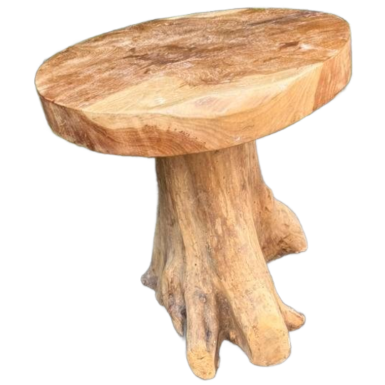 Bijzettafeltje Krukje Design Teak Mushroom Boomstam 40 Cm 1