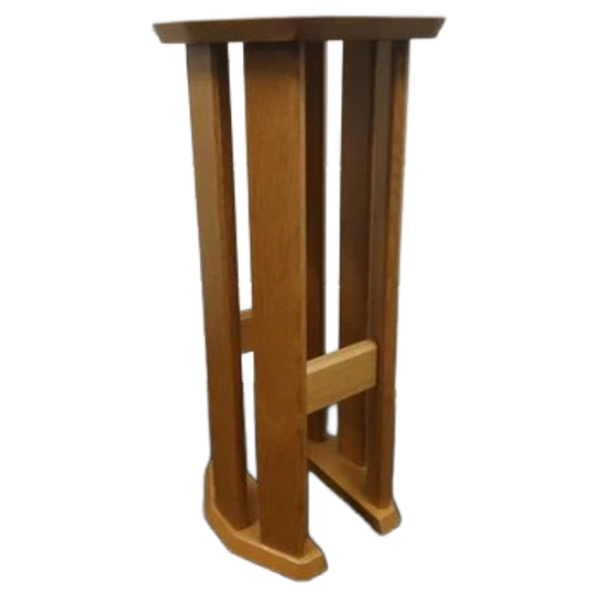 Zeldzaam Jaren 70-80 Eiken Plantentafel Planten Zuil (art Deco Style) 1
