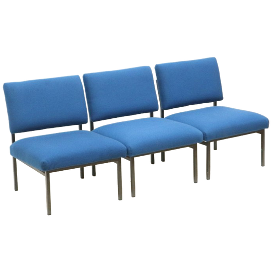 Vintage Blauwe 3-zits Bank / Set Van 3 Fauteuils Uit De Jaren ’70 1