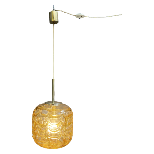 Amber Color Doria Leuchten Pendant Lamp 1960S