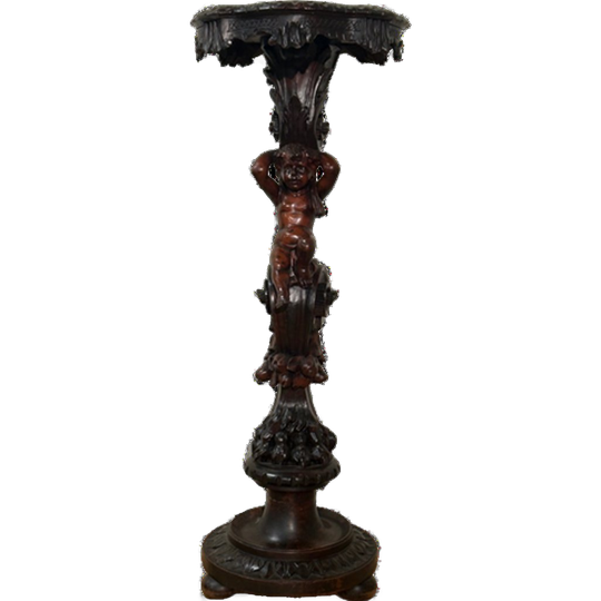 Piedestal In Notelaar Met Putti Barok 19th 1