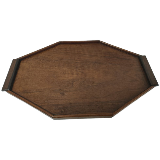 Vintage Houten Dienblaadje Octagon Vorm Jaren '60 1